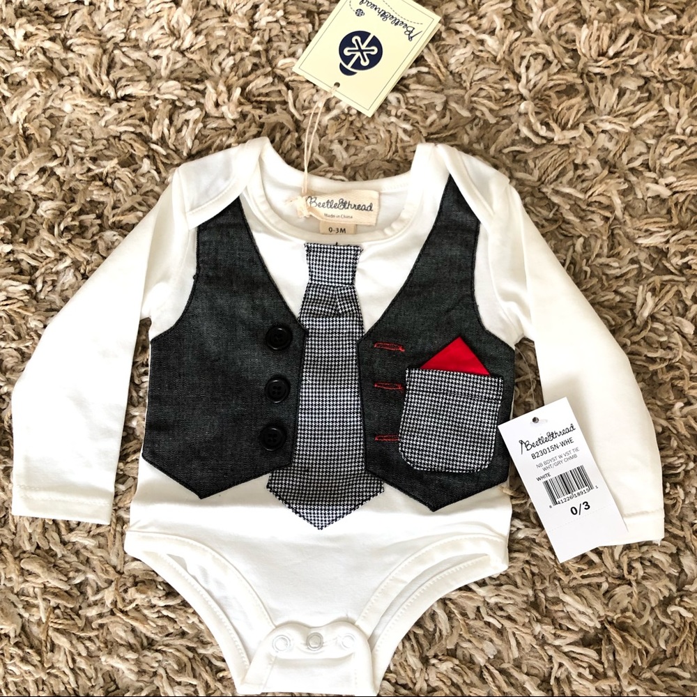 Beetle & Thread Bodysuit With Vest and Tie.